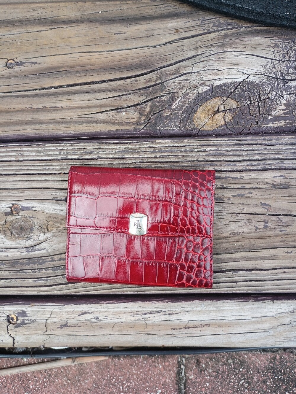 Vintage Ralph Lauren Men’s/ Ladies Red Croc-Embossed Leather Wallet NWOT